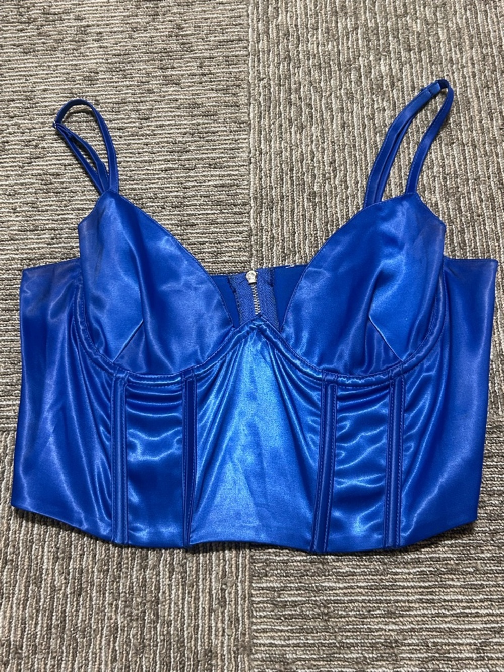 Princess Polly Blue Satin Bustier Crop Top